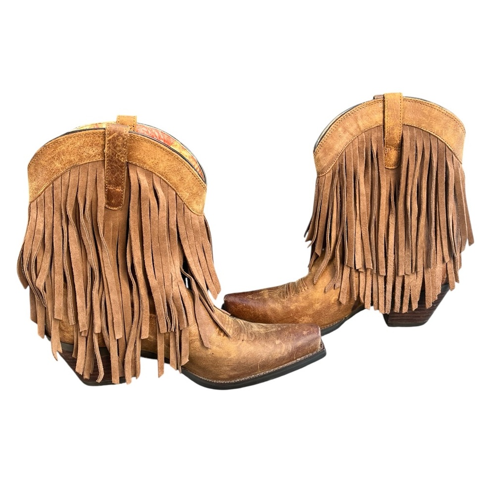 ARIAT Gold Rush Leather Fringe Cowboy Western Boot 8.5 B - Picture 2 of 10